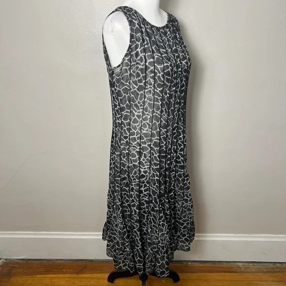 Sandra Darren Midi Dress Animal Print Pleated Sleeveless Casual Size 10 - Picture 6 of 7
